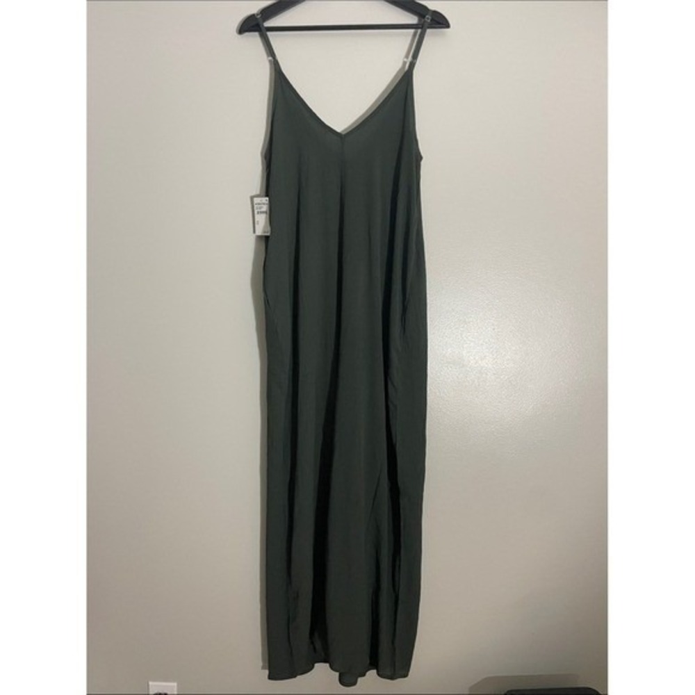 Lovestitch Maxi Dress Green Gauze Textured Adjustable Straps Small Boho Slip - Picture 8 of 15